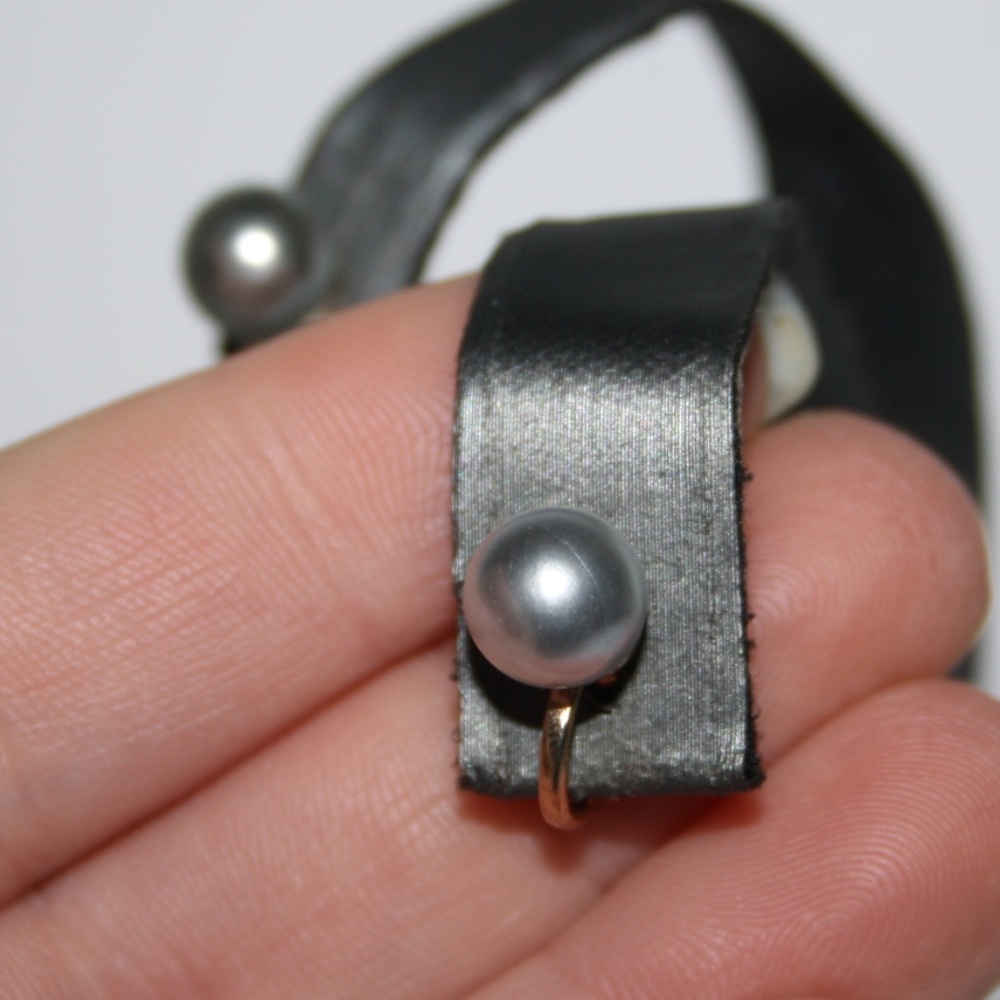 Stunning vintage gray pearl gold earrings - Picture 4 of 5